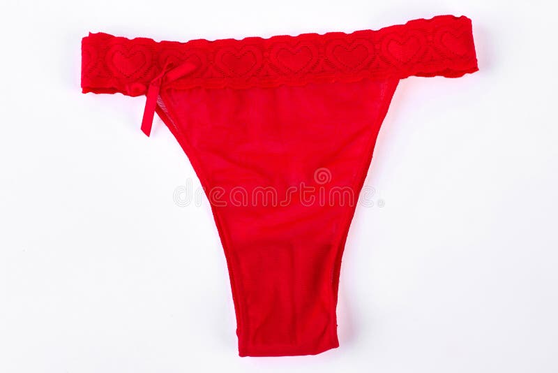 Red female lace hearts pantie.