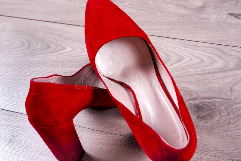 Red Female Shoes On High Heels Stock Image - Image of background ...
