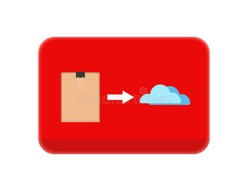 Red File Upload Button. File Transfer Button Stock Image - Illustration