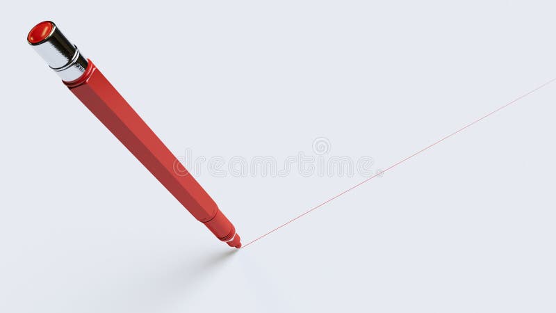 Red Finepoint Mechanical Drawing Pen Making Perfect Line On Seamless 
