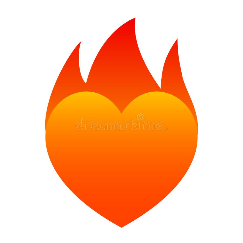 Fire heart icon illustration on white background - stock vector illustration