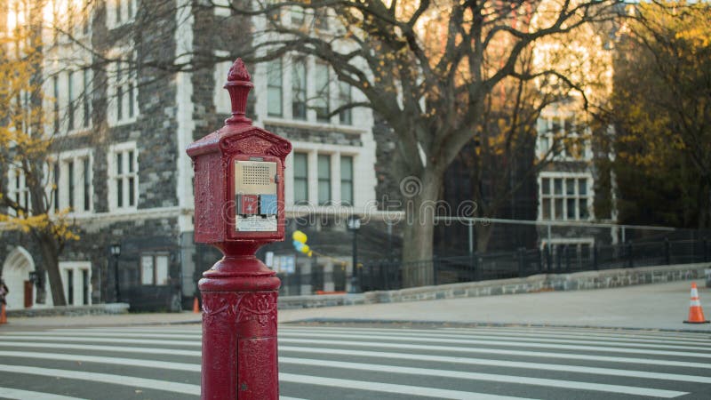 Red fire and police alarm street call box stock photo Red fire and police alarm street call box stock photo