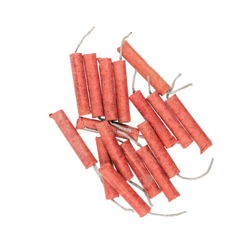 Red Firecrackers Isolated On White Background Stock Image Image of