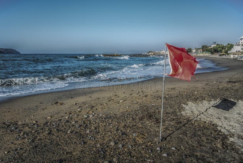 Red Flag stock photo. Image of stormy, crete, warning 96859742