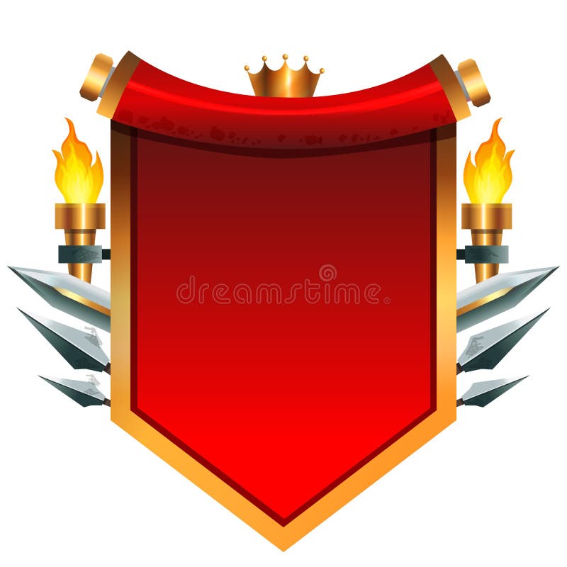 Red Flag with a Golden Crown, with Swords and Torches for a Game Stock  Vector - Illustration of victory, window: 148314429