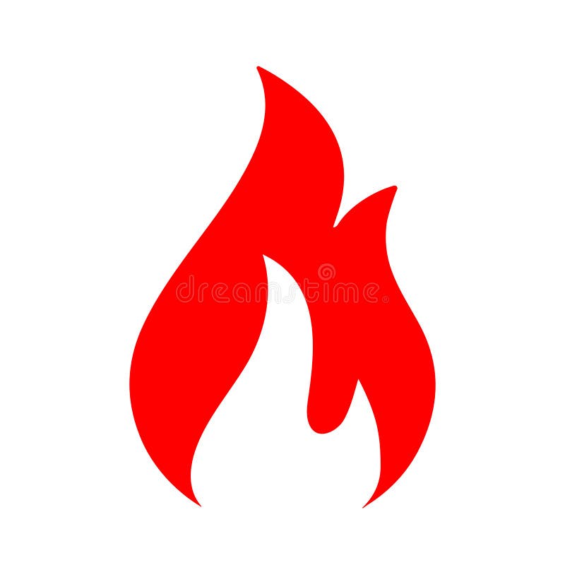 Red flame. Two tongue fire. Icon illustration logo