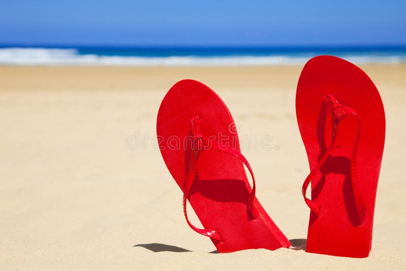 red flip flop sandals