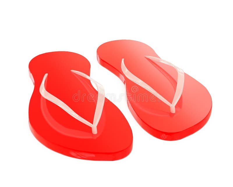 Red Flip Flops Isolated on White Stock Illustration - Illustration of ...