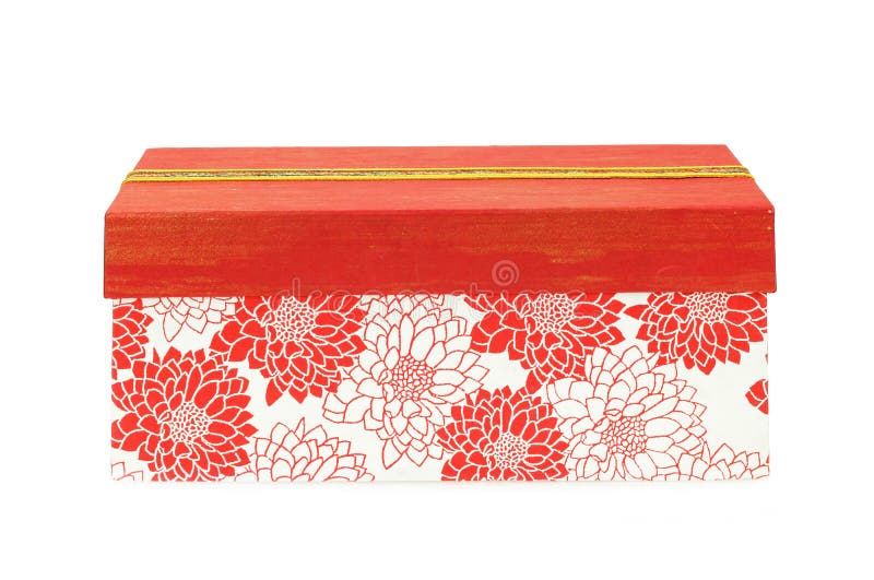 Floral Gift Box Japanese Style Isolated on White Background Stock Image