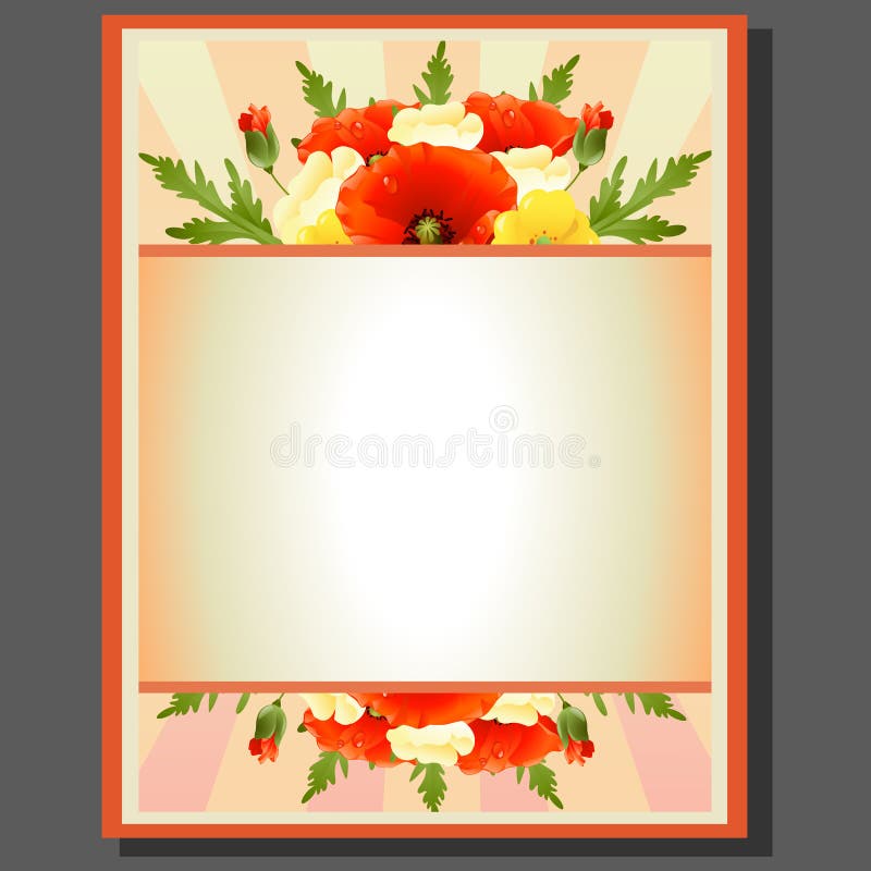 Red flower poster stock vector. Illustration of border 75644103