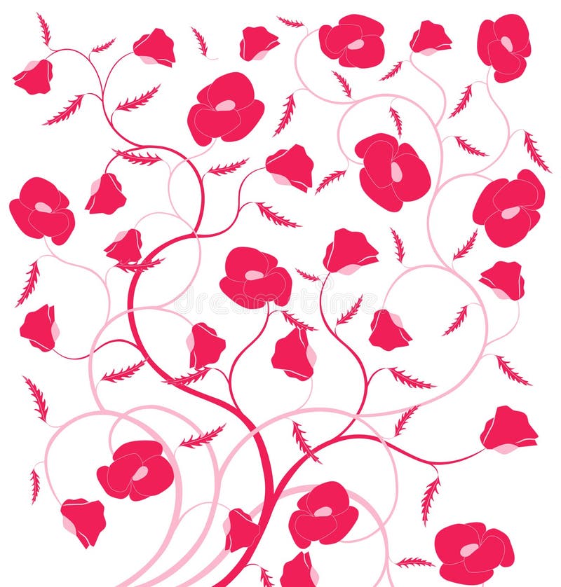 Red flower seamless pattern