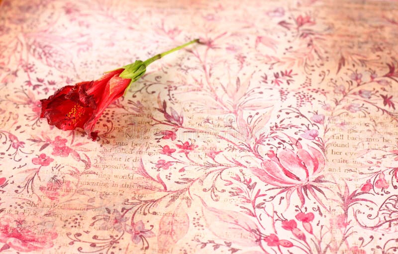 Red Flower on Vintage Colorful Background Stock Illustration