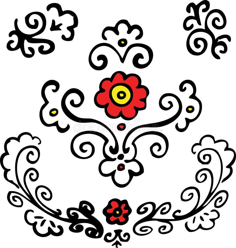 Red flowers floral design stock illustration. Illustration of pattern