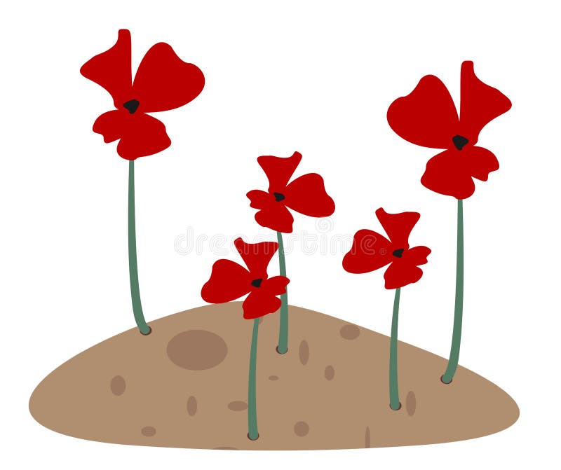 Red Flowers On Small Mud Heap Stock Vector - Illustration of small