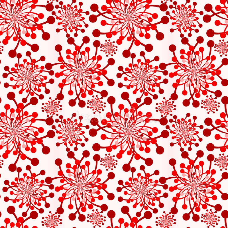 Red Flowers Vintage Wallpaper Seamless Texture Stock Illustration