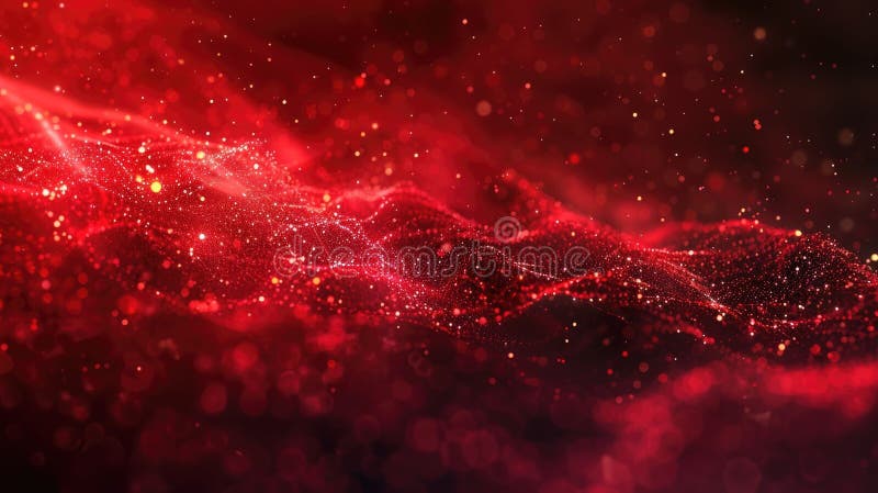 Red flowing particles form an abstract background AIG535 stock illustration