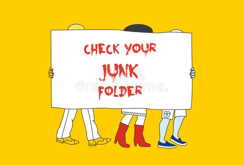 Red Font Check Your Junk Folder Concept is Draw on Whiteboard. Stock