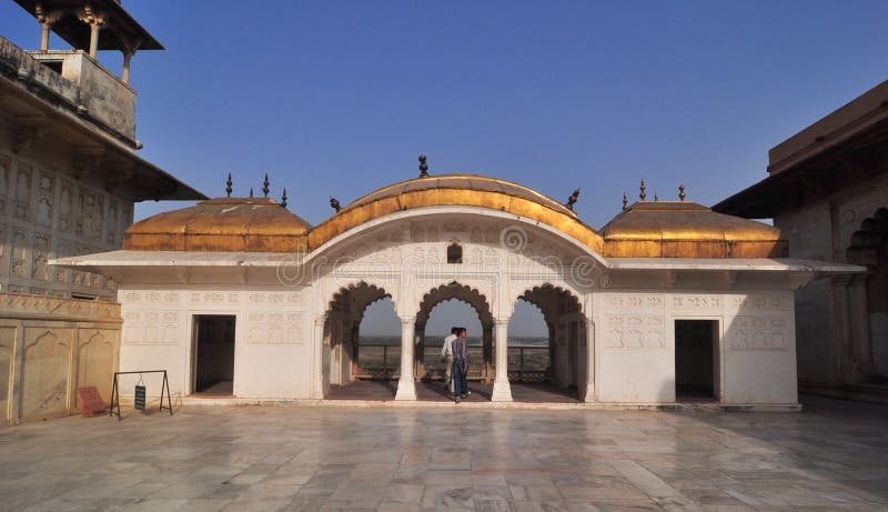 Red Fort in Agra, India. Uttar Pradesh, India - Mar 9, 2012. People visit the Agra Fort in Uttar Pradesh, India. It was the main residence of the emperors of the royalty free stock photos Red Fort in Agra, India. Uttar Pradesh, India - Mar 9, 2012. People visit the Agra Fort in Uttar Pradesh, India. It was the main residence of the emperors of the royalty free stock photos