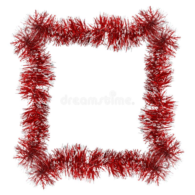 Red frame from tinsel isolated on white