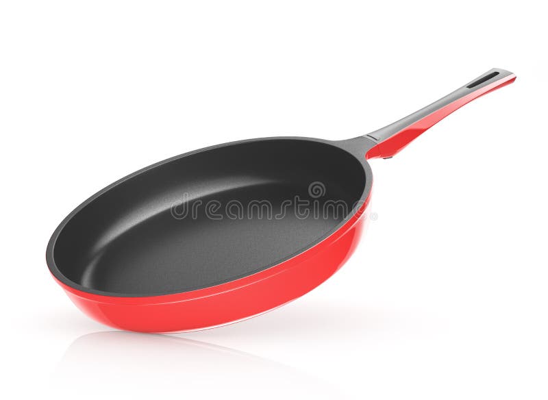 Red Frying Pan with Ceramic Coating. Stock Illustration Illustration