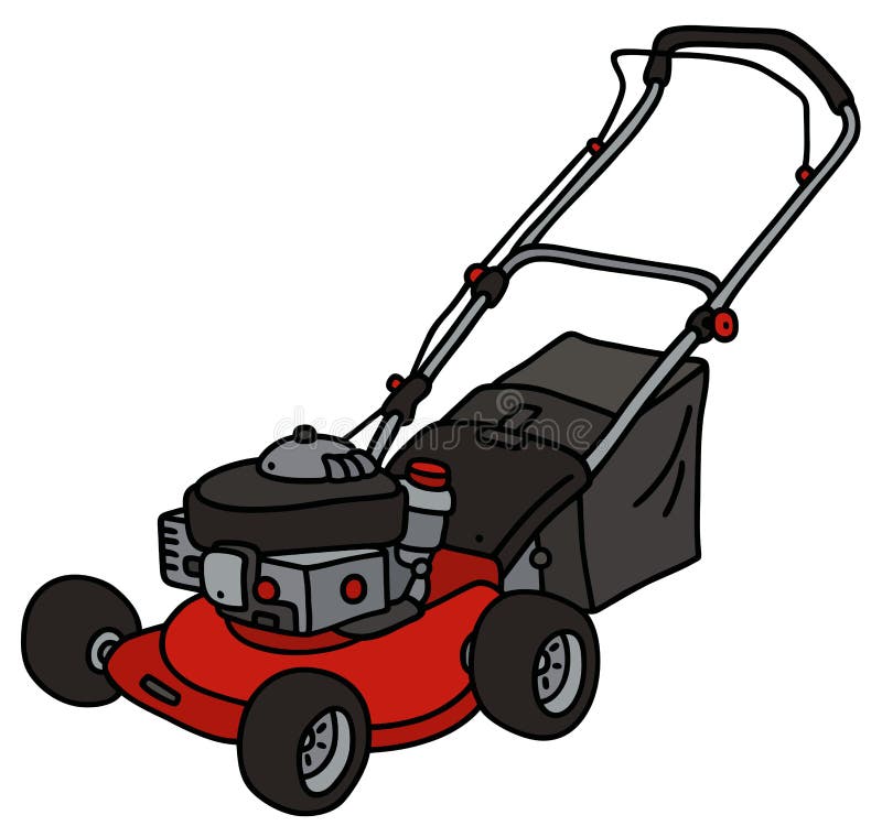 Red garden lawn mower. 