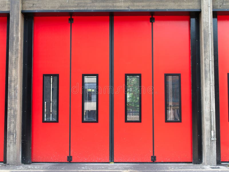 Red Gates of a Fire Station Stock Image Image of exterior