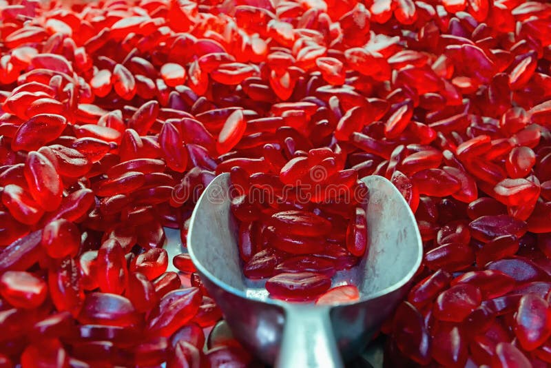 Red gelatinous candies stock photo. Image of fruit, drop 37406666