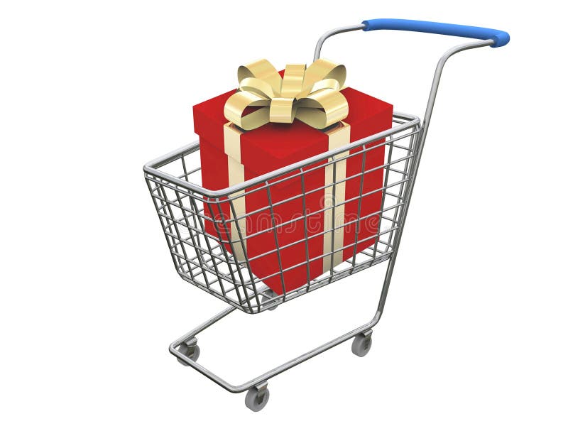 Red gift in basket stock photo. Image of gold, metals 1653460