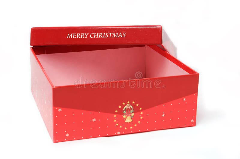 Red gift box and christmas tree