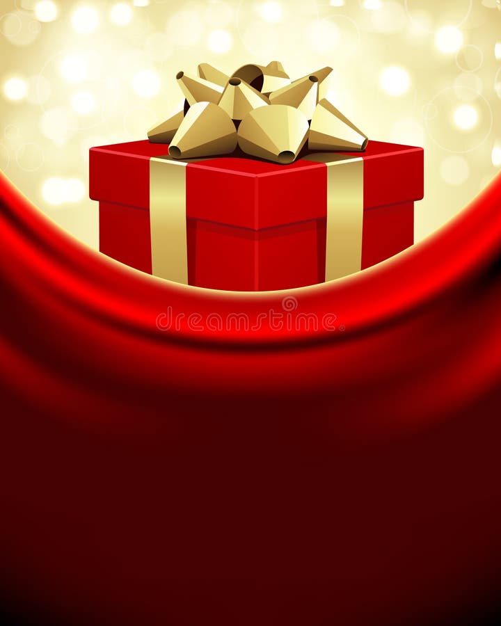 Red gift box with golden bow