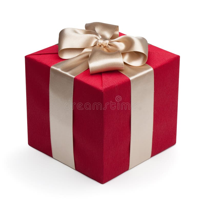 Gift Box with Red Ribbon and Bow. Stock Image Image of single, gift