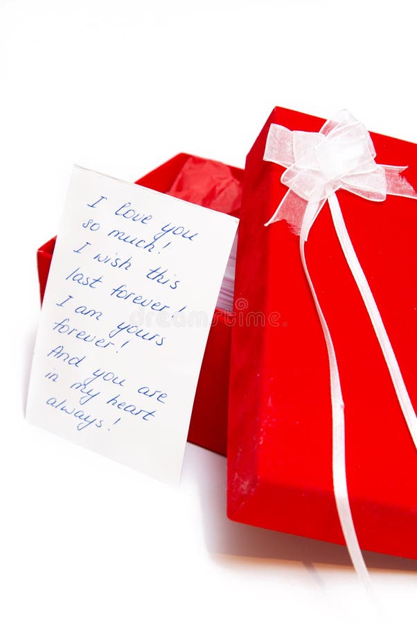 Red gift box with love card