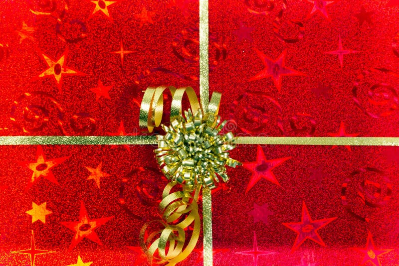 Red gift box with golden ribbon pattern. Background package pattern stock images, royalty-free photos and pictures