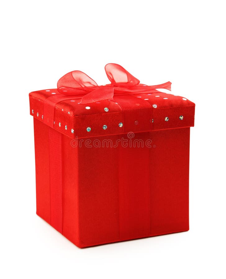 Red gift box with ribbon stock photo. Image of isolated 12225856