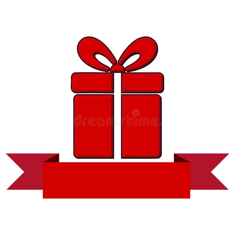 Red Gift Box with Ribbon Icon Stock Vector Illustration of