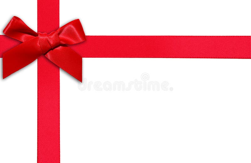 Nastro rosso e regalo con fiocco bianco di pagina orizzontale.