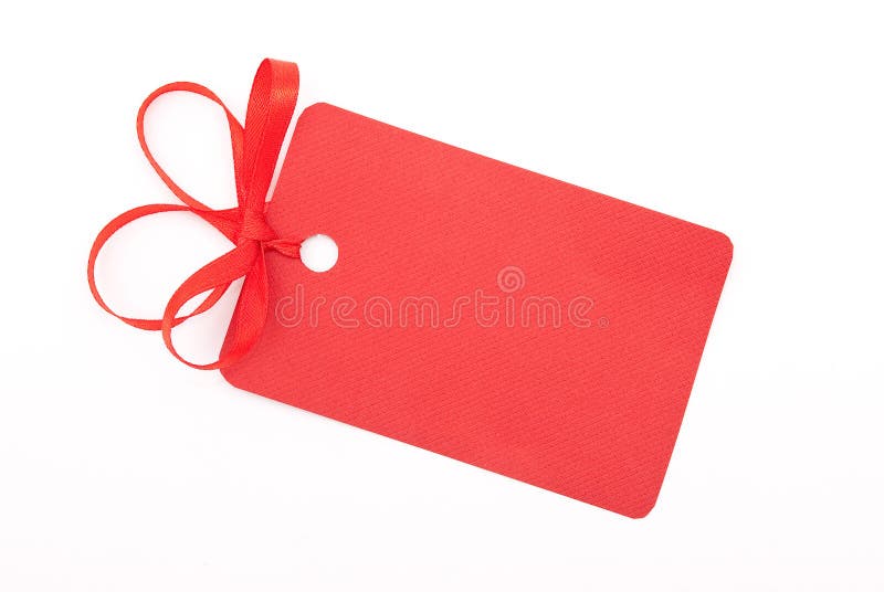 Red gift tag with bow