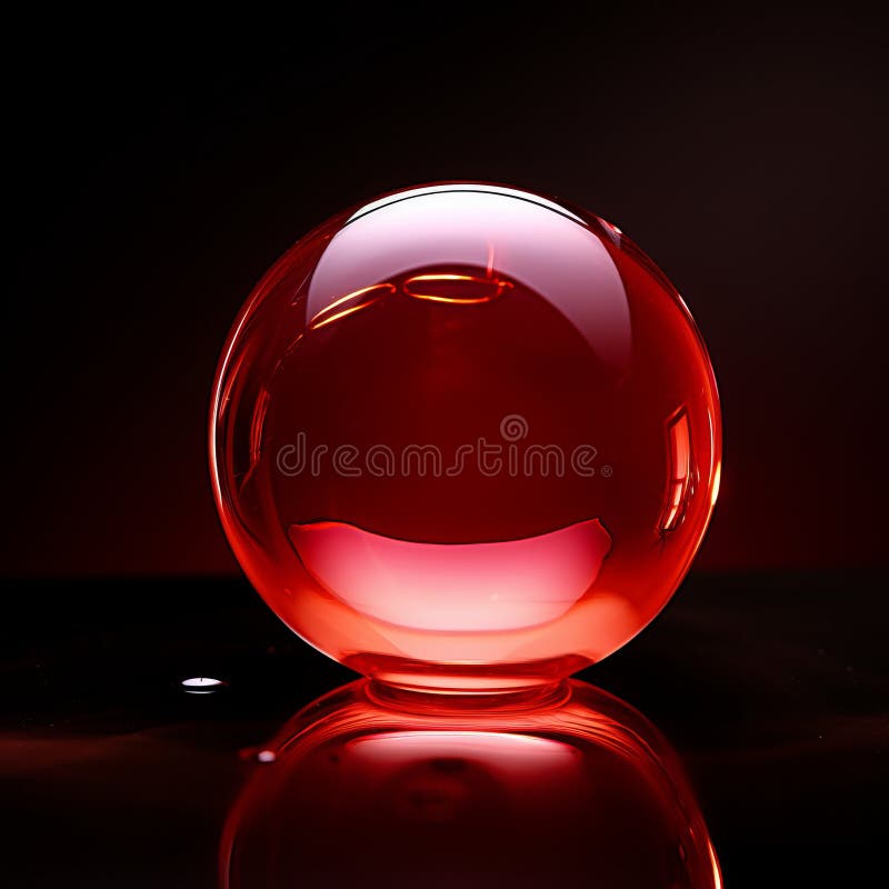 A Red Glass Ball Sitting on a Black Surface Stock Illustration