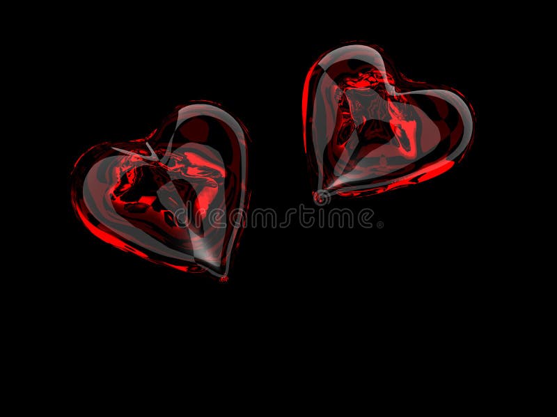 Red glass hearts