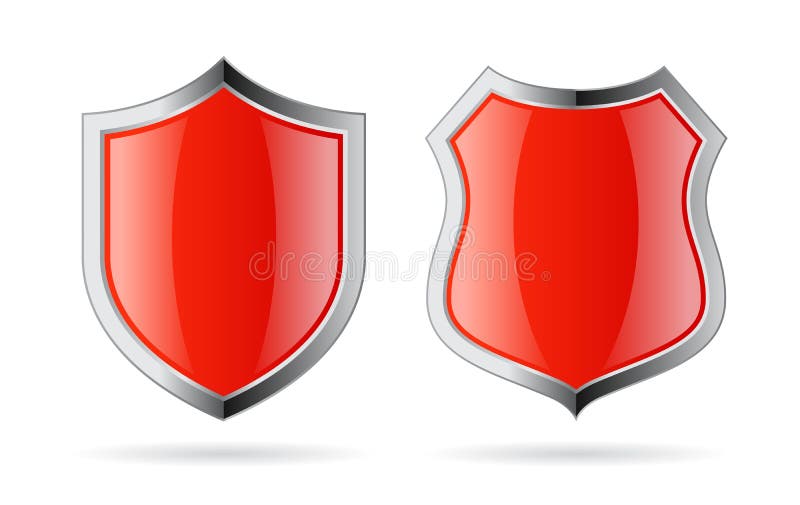 Red glass shield vector icon vector illustration
