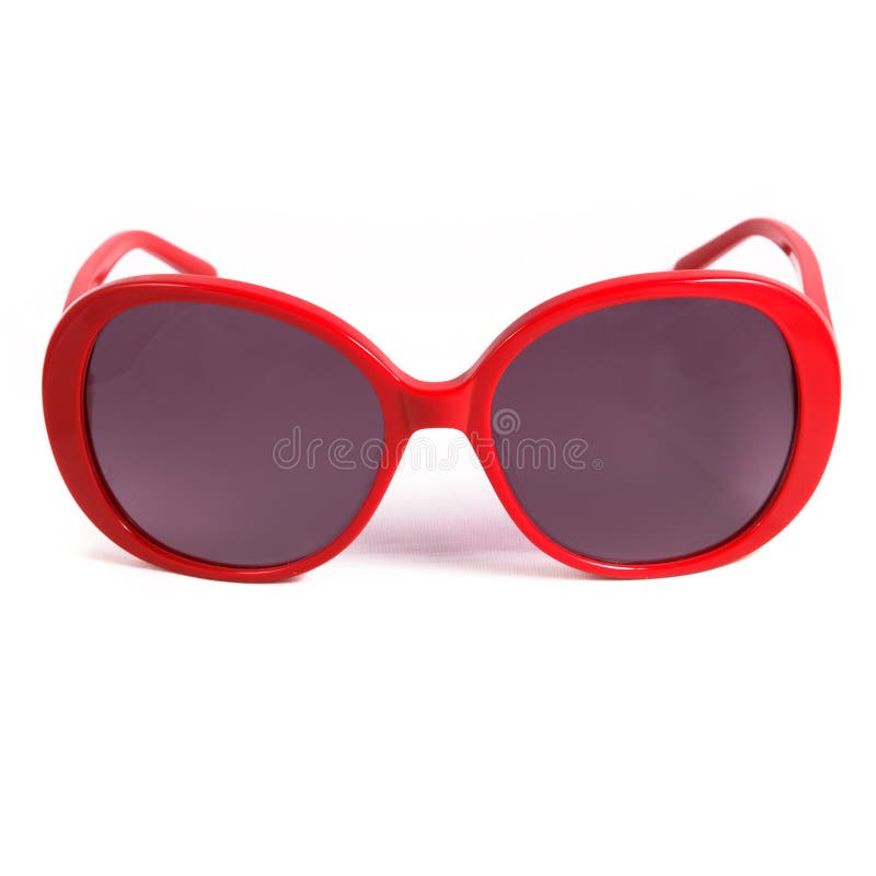Sun Goggles and Glasses for Vision in Red Frames. Stock Image Image