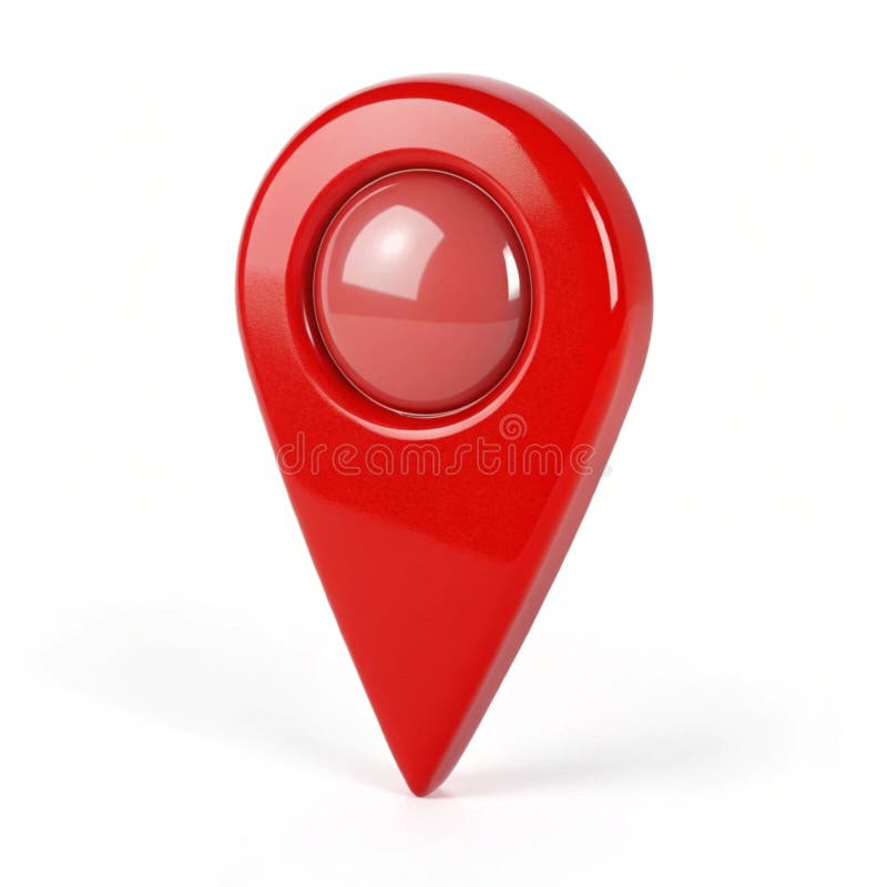 Red glossy map pointer isolated on white background stock illustration