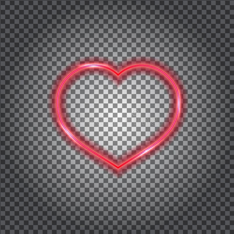 Red glowing neon heart. Isolated on transparent. Vector illustration royalty free illustration