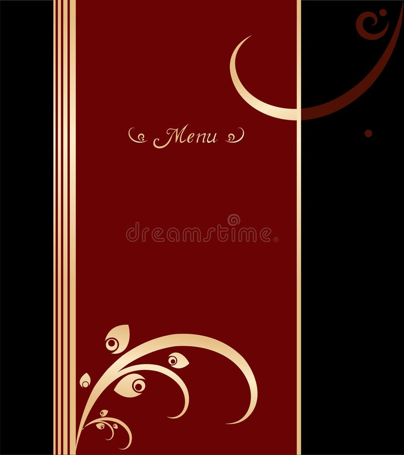 Red, Gold and Black Vintage Menu Cover Design Stock Vector