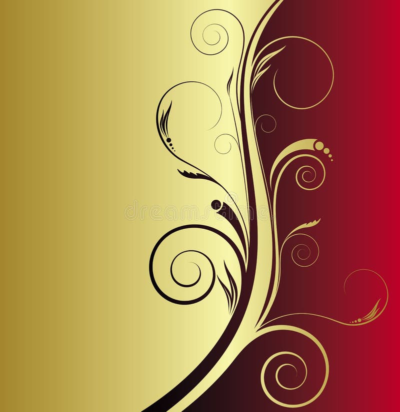 Red and gold floral background