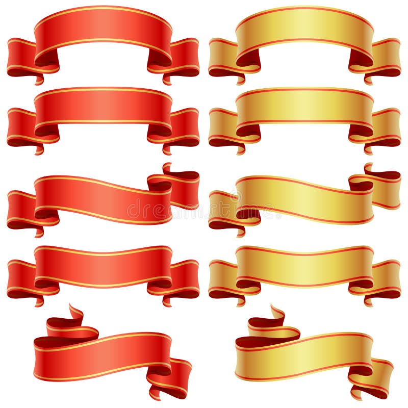 Red and golden banners set stock vector. Illustration of paper - 14217886