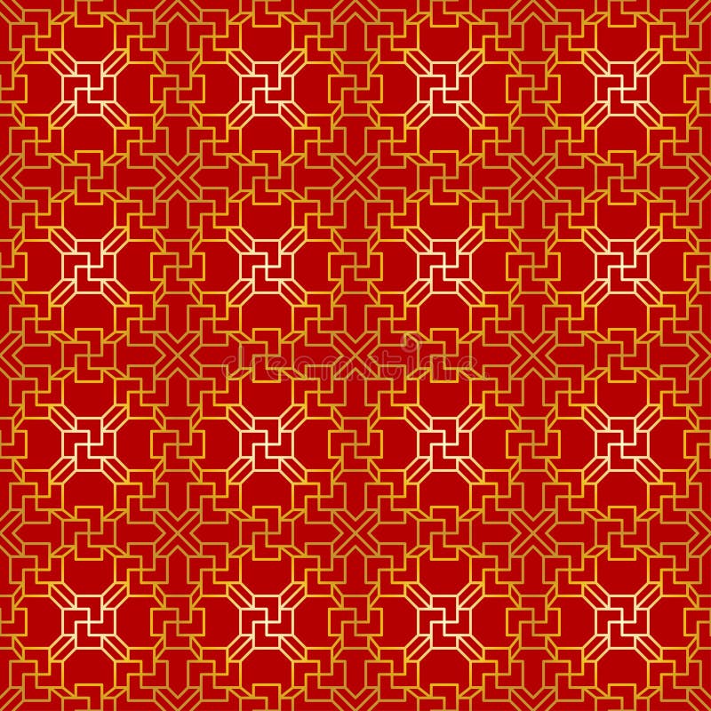 Red and Golden Chinese Traditional Pattern Collection. Abstract Asian ...