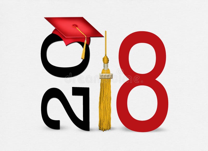 Red 2018 graduation cap and tassel