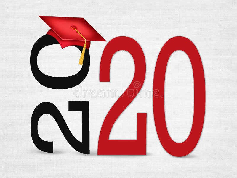 Red graduation cap on 2020 text