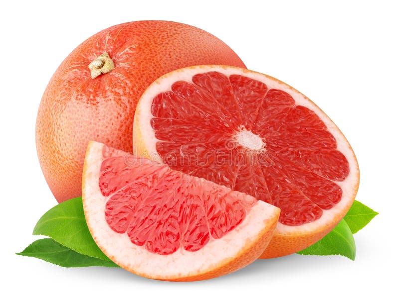 Isolated pink grapefruits